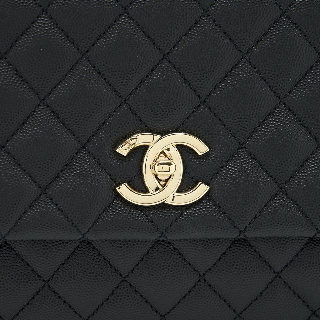 CHANEL MEDIUM COCO HANDLE 28CM CAVIAR BLACK LGHW