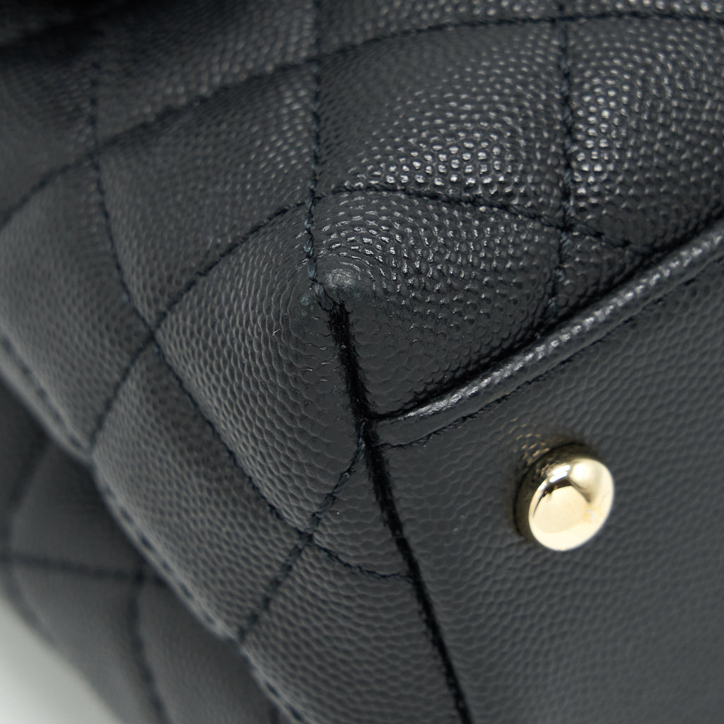 CHANEL MEDIUM COCO HANDLE 28CM CAVIAR BLACK LGHW