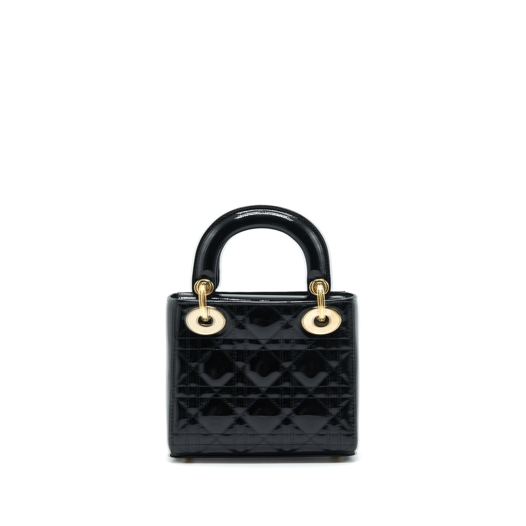 DIOR MINI LADY DIOR PATENT LEATHER BLACK GHW