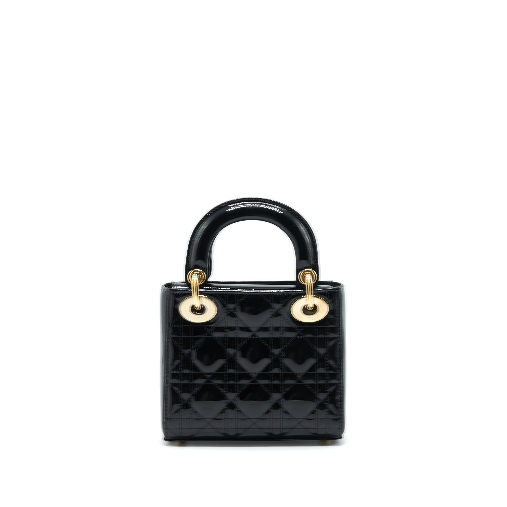 DIOR MINI LADY DIOR PATENT LEATHER BLACK GHW