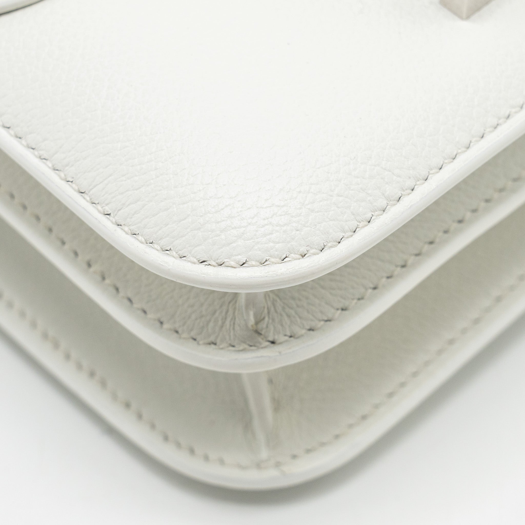HERMES MINI CONSTANCE EVERCOLOR/ALLIGATOR MISSISSIPPIENSIS LISSE BUCKLE NEW WHITE / GRIS CIMENT SHW