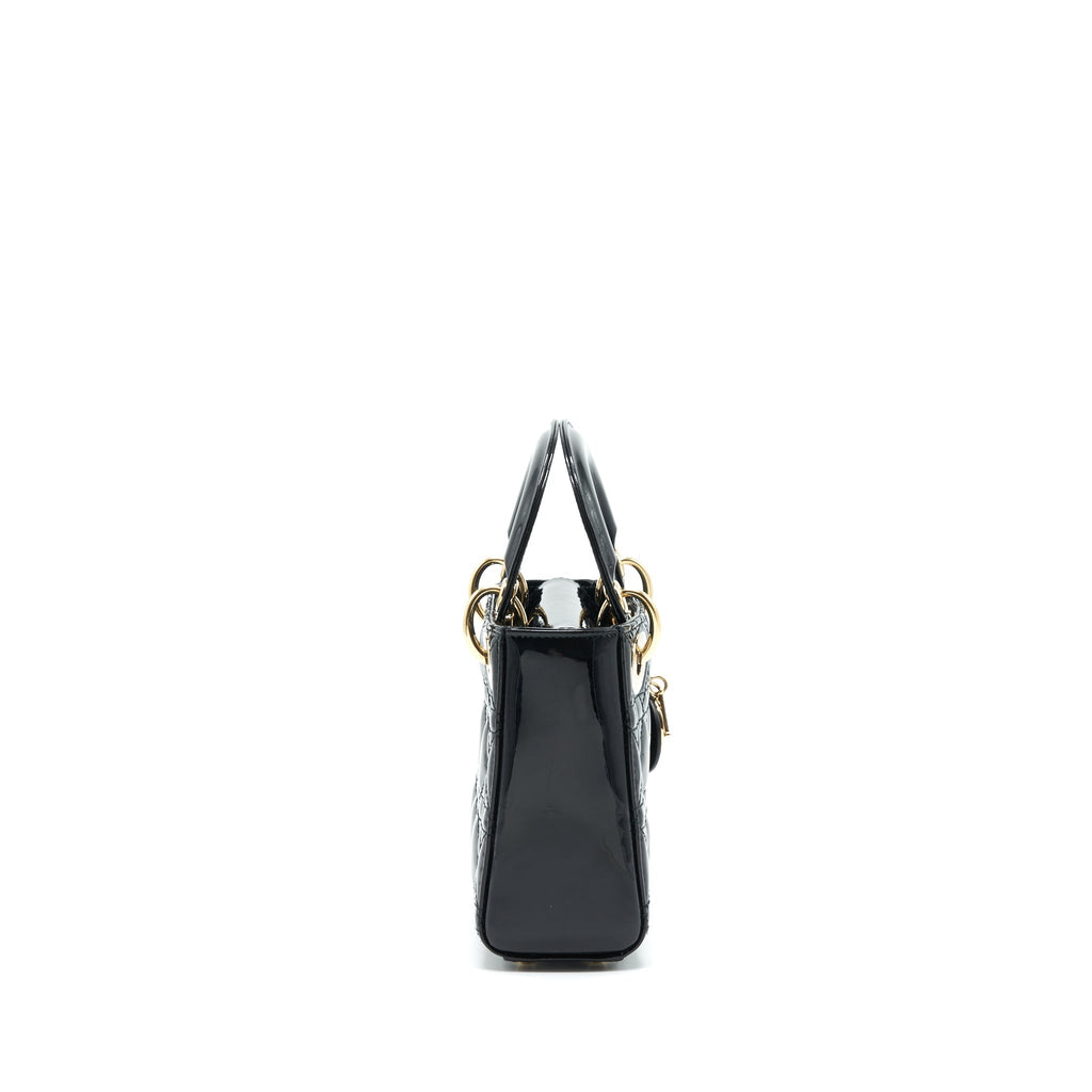 DIOR MINI LADY DIOR PATENT LEATHER BLACK GHW
