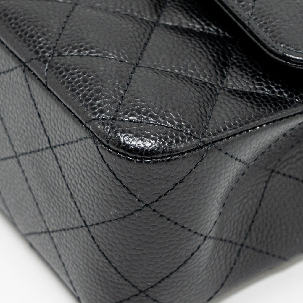 CHANEL MEDIUM CLASSIC DOUBLE FLAP BAG CAVIAR BLACK GHW (MICROCHIP)