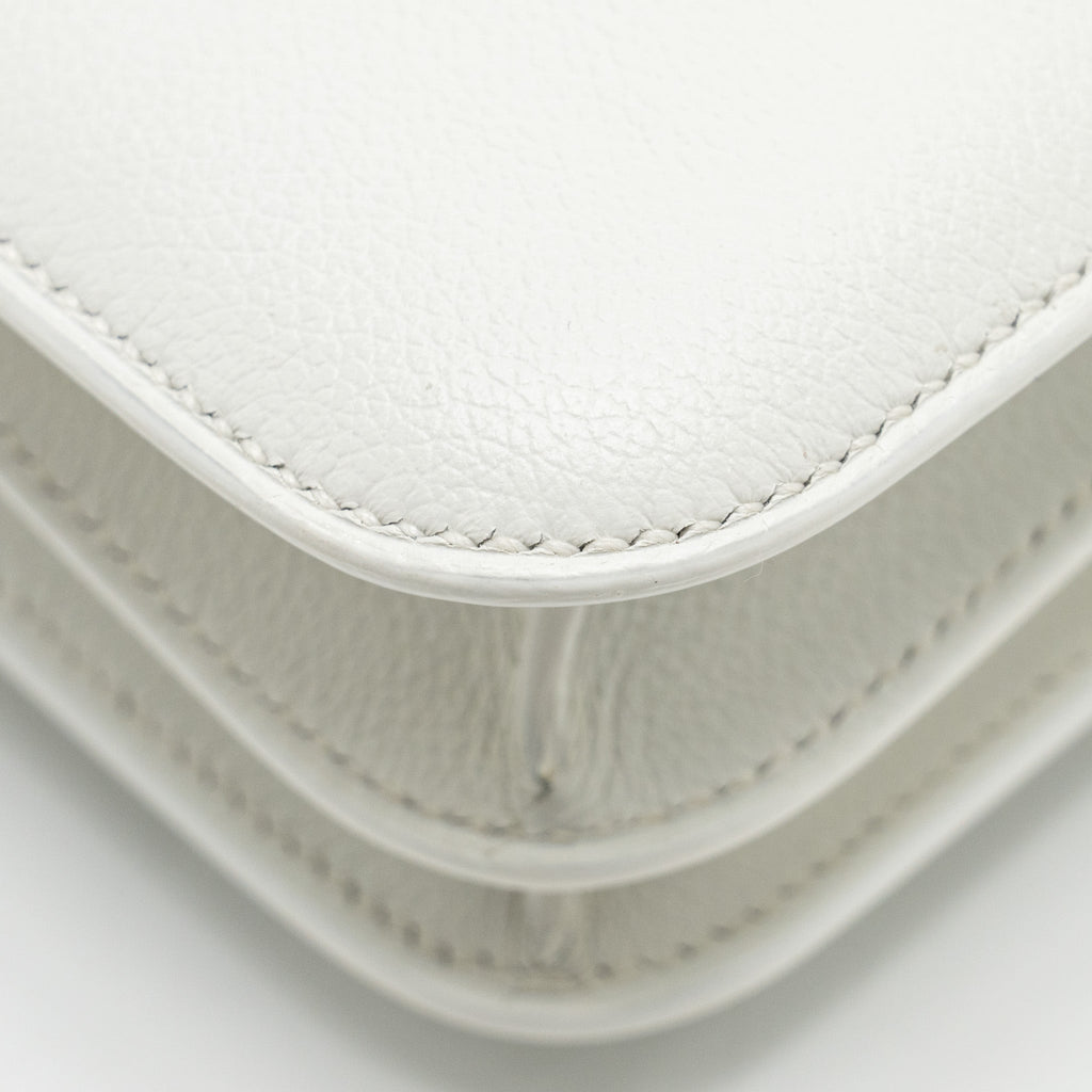 HERMES MINI CONSTANCE EVERCOLOR/ALLIGATOR MISSISSIPPIENSIS LISSE BUCKLE NEW WHITE / GRIS CIMENT SHW