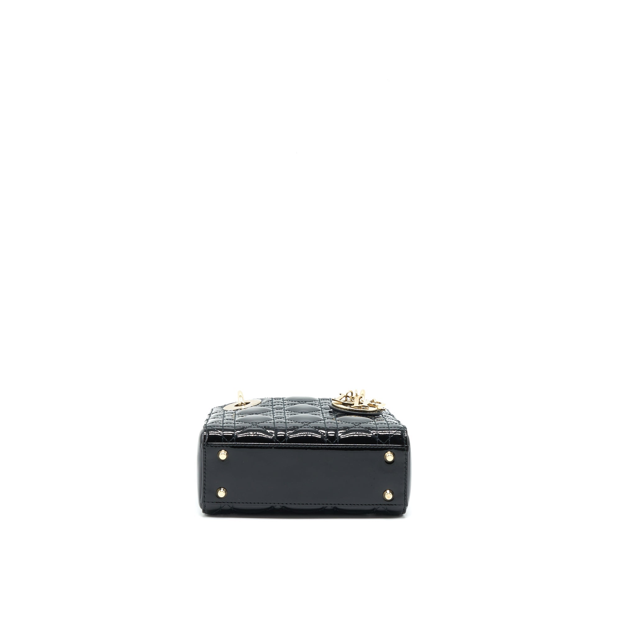 DIOR MINI LADY DIOR PATENT LEATHER BLACK GHW