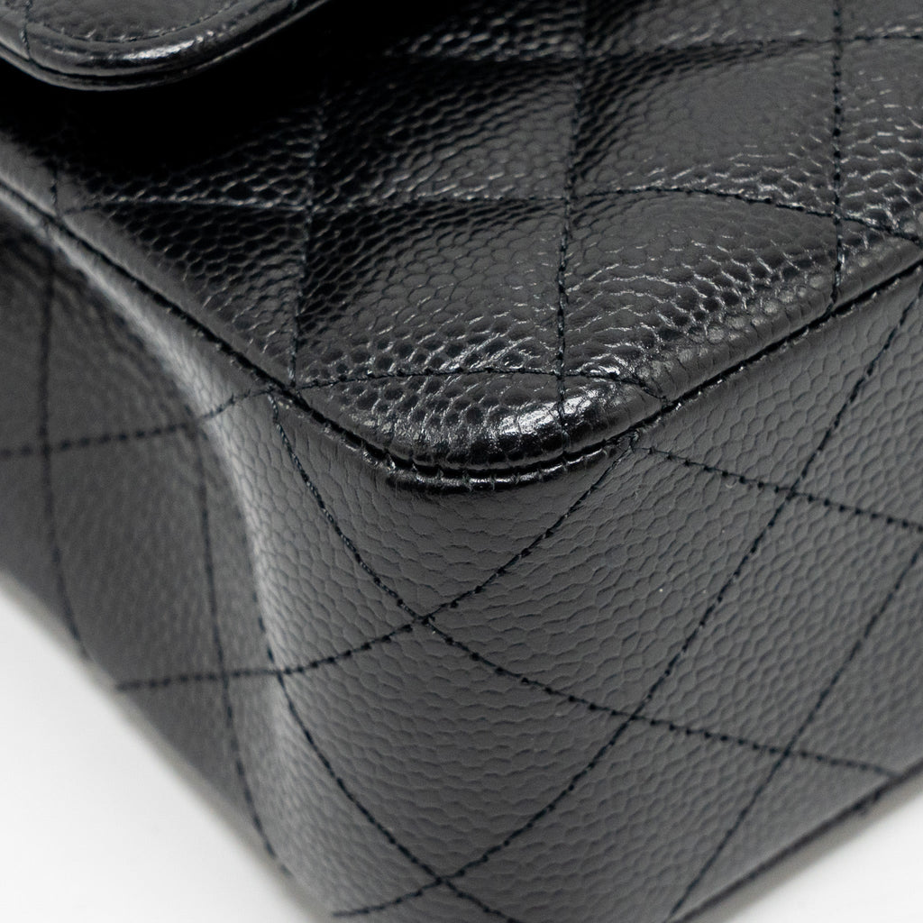 CHANEL MEDIUM CLASSIC DOUBLE FLAP BAG CAVIAR BLACK GHW (MICROCHIP)
