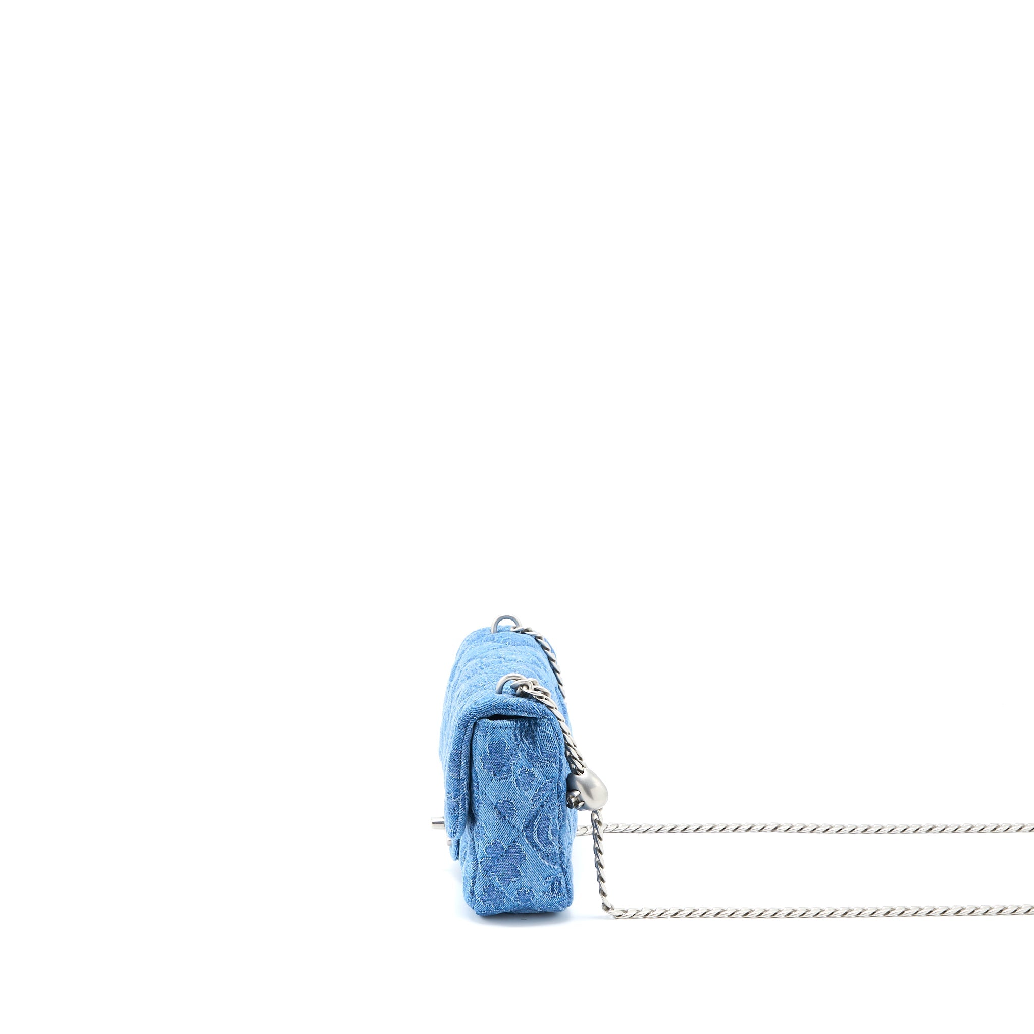 CHANEL COCO LOVE FLAP BAG CAMELLIA DENIM BLUE SHW (MICROCHIP)