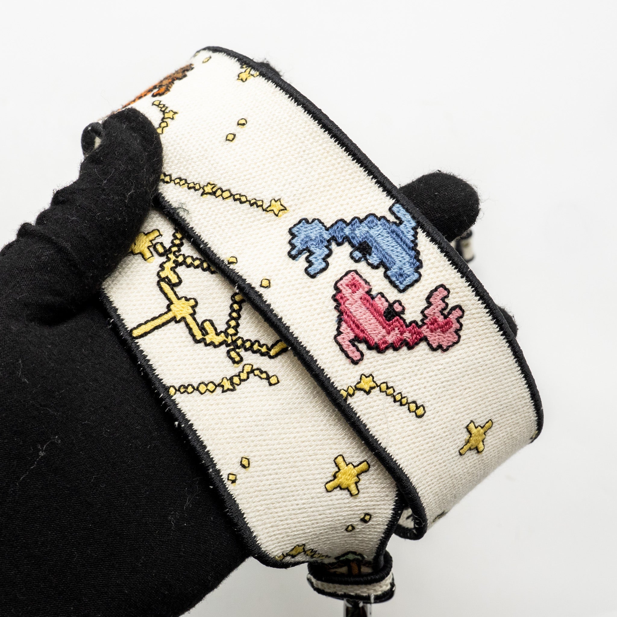 DIOR MEDIUM LADY D-LITE BAG PIXEL ZODIAC EMBROIDERY CANVAS MULTICOLOUR BLACK HARDWARE