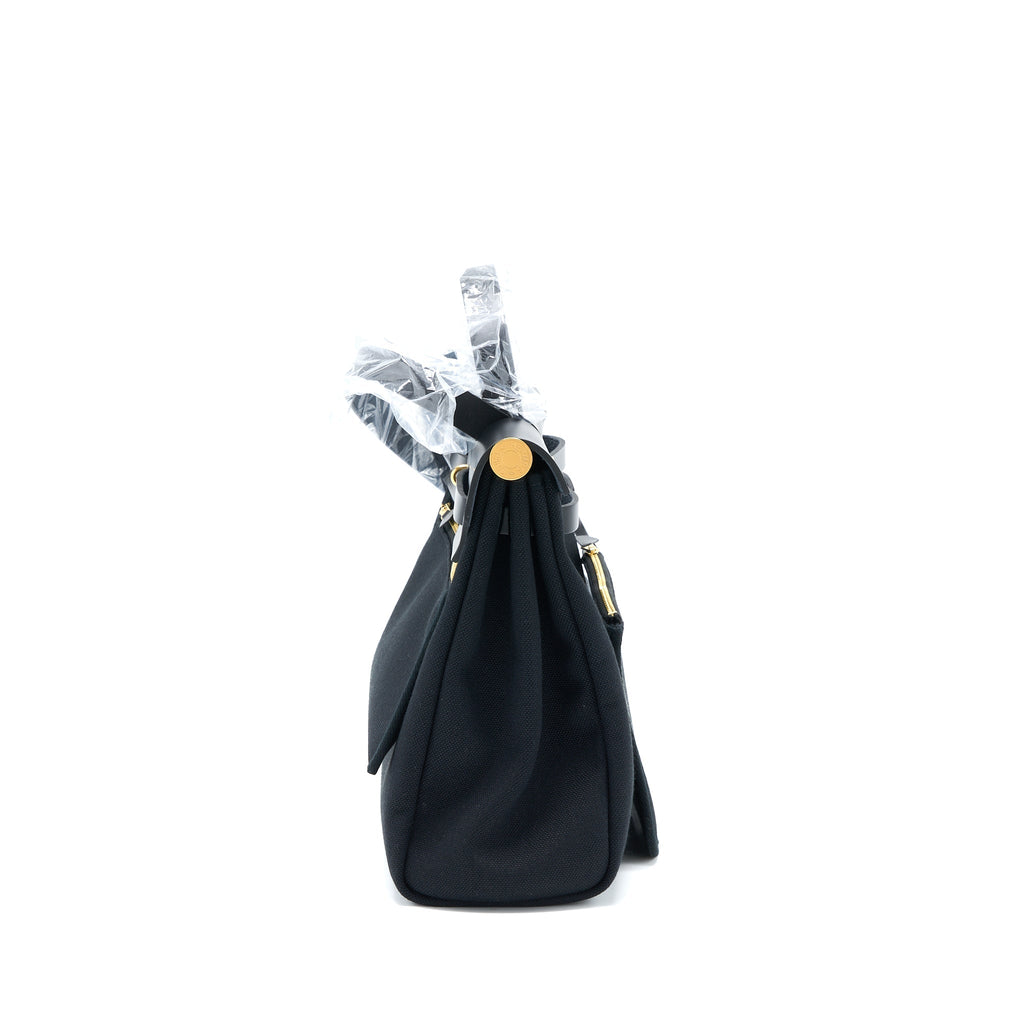 HERMES HERBAG ZIP 31 BAG CANVAS/HUNTER BLACK GHW