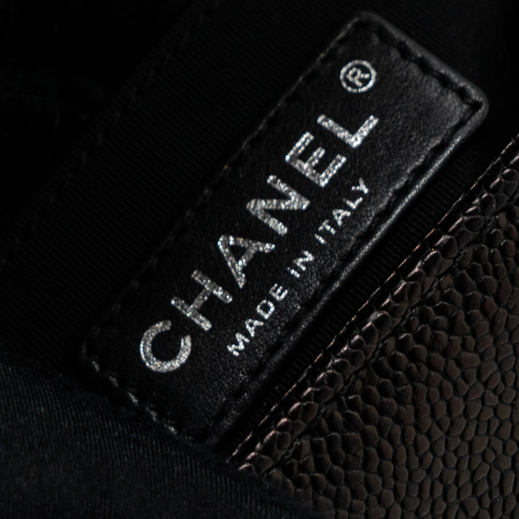 CHANEL SMALL BOY BAG CAVIAR BLACK RUTHENIUM HARDWARE