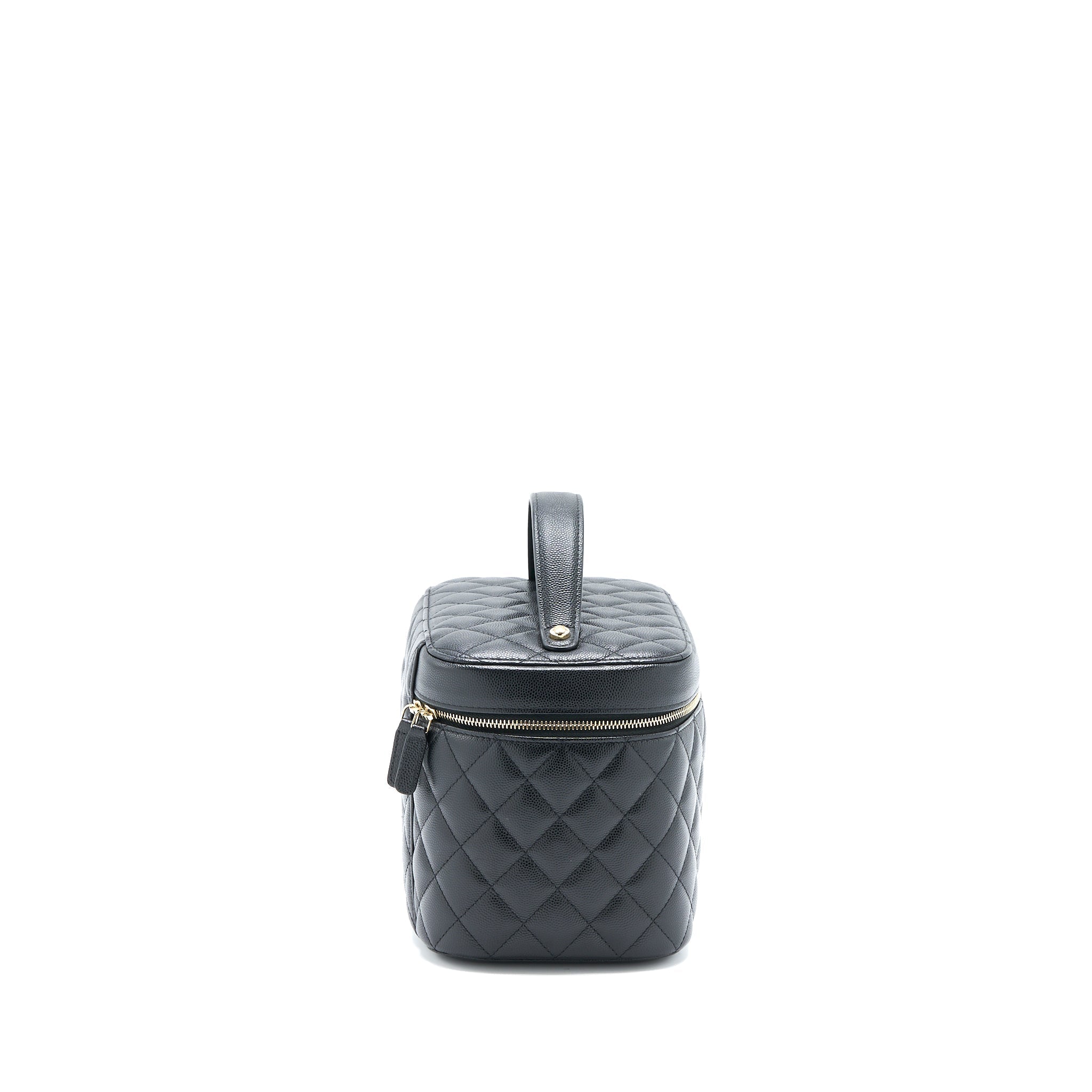 CHANEL TOP HANDLE VANITY CASE CAVIAR BLACK LGHW