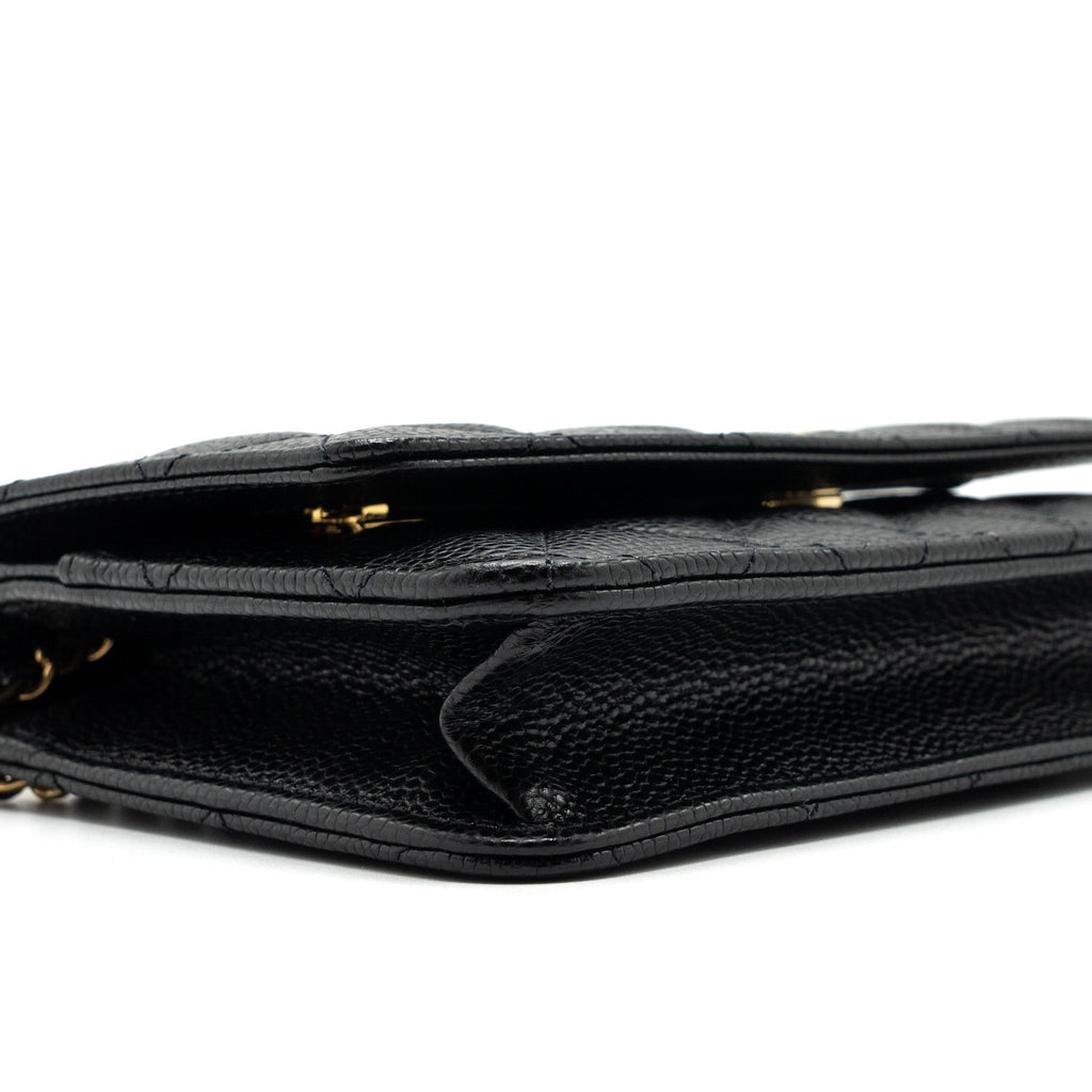 CHANEL CLASSIC WALLET ON CHAIN CAVIAR BLACK GHW (MICROCHIP)