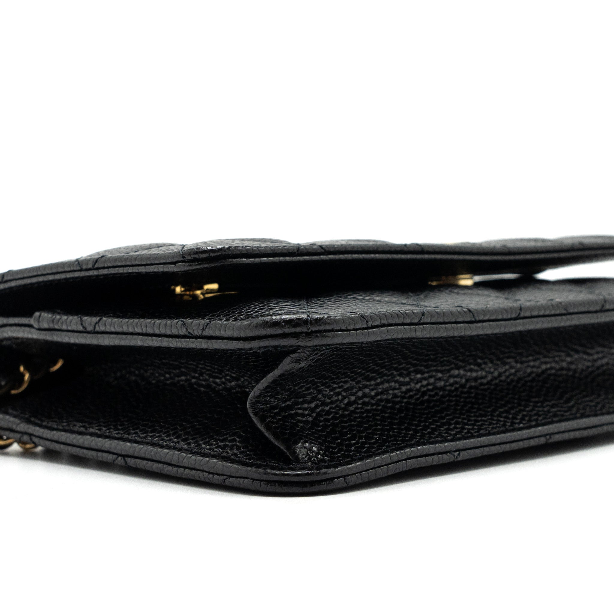 CHANEL CLASSIC WALLET ON CHAIN CAVIAR BLACK GHW (MICROCHIP)