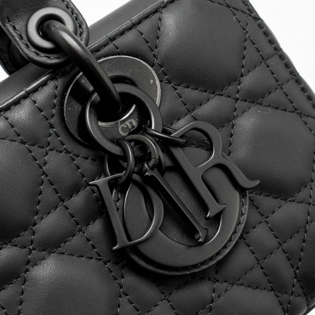 DIOR SMALL LADY D-JOY BAG BLACK ULTRAMATTE CALFSKIN SO BLACK