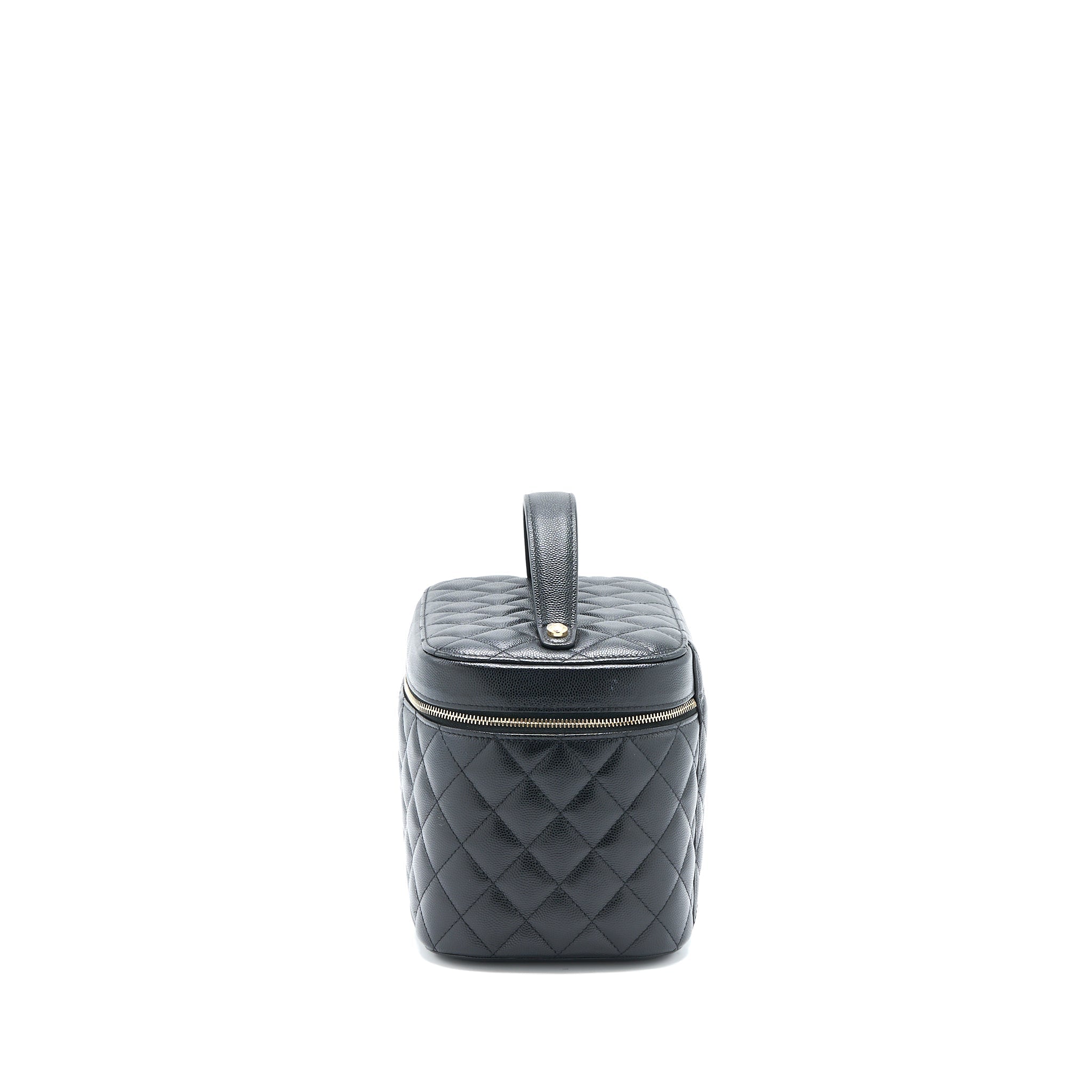 CHANEL TOP HANDLE VANITY CASE CAVIAR BLACK LGHW