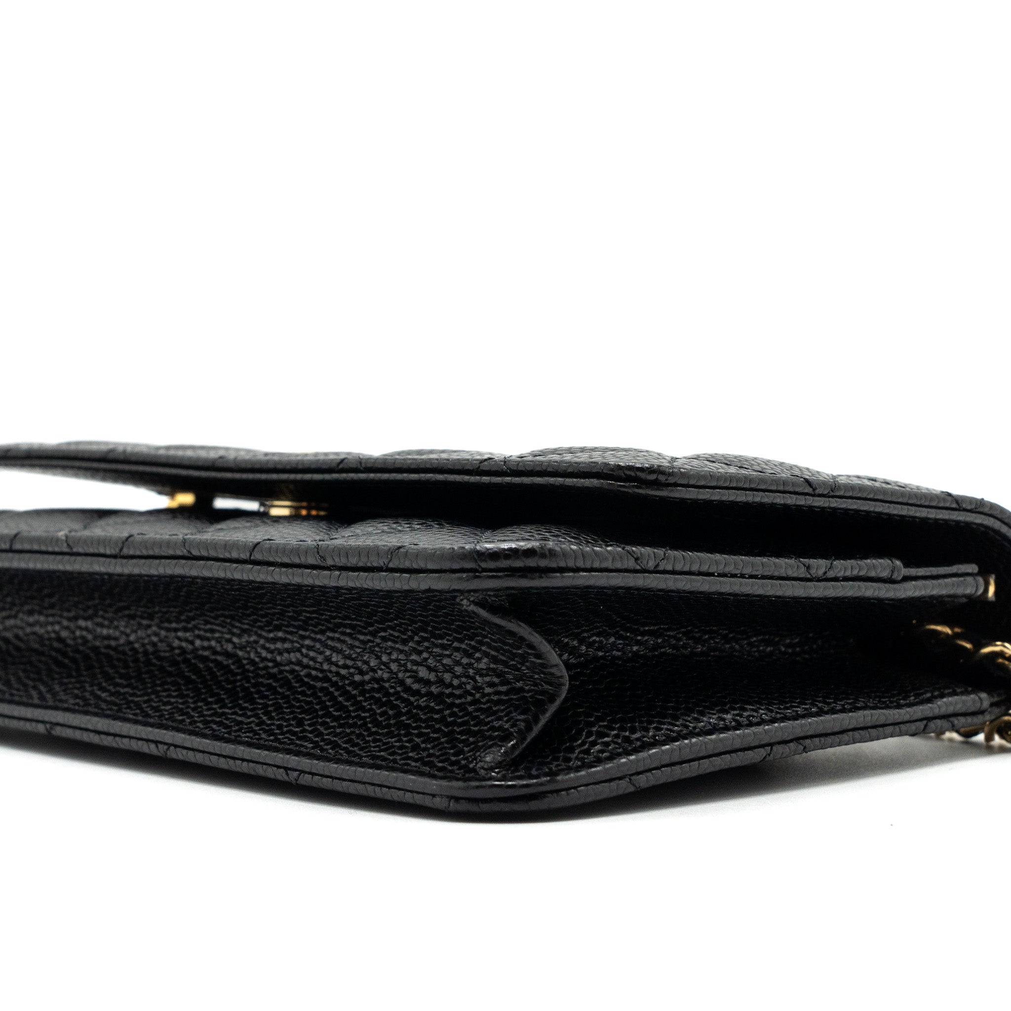 CHANEL CLASSIC WALLET ON CHAIN CAVIAR BLACK GHW (MICROCHIP)