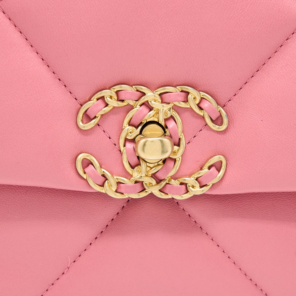 CHANEL SMALL 19 BAG LAMBSKIN PINK MULTICOLOUR HARDWARE (MICROCHIP)