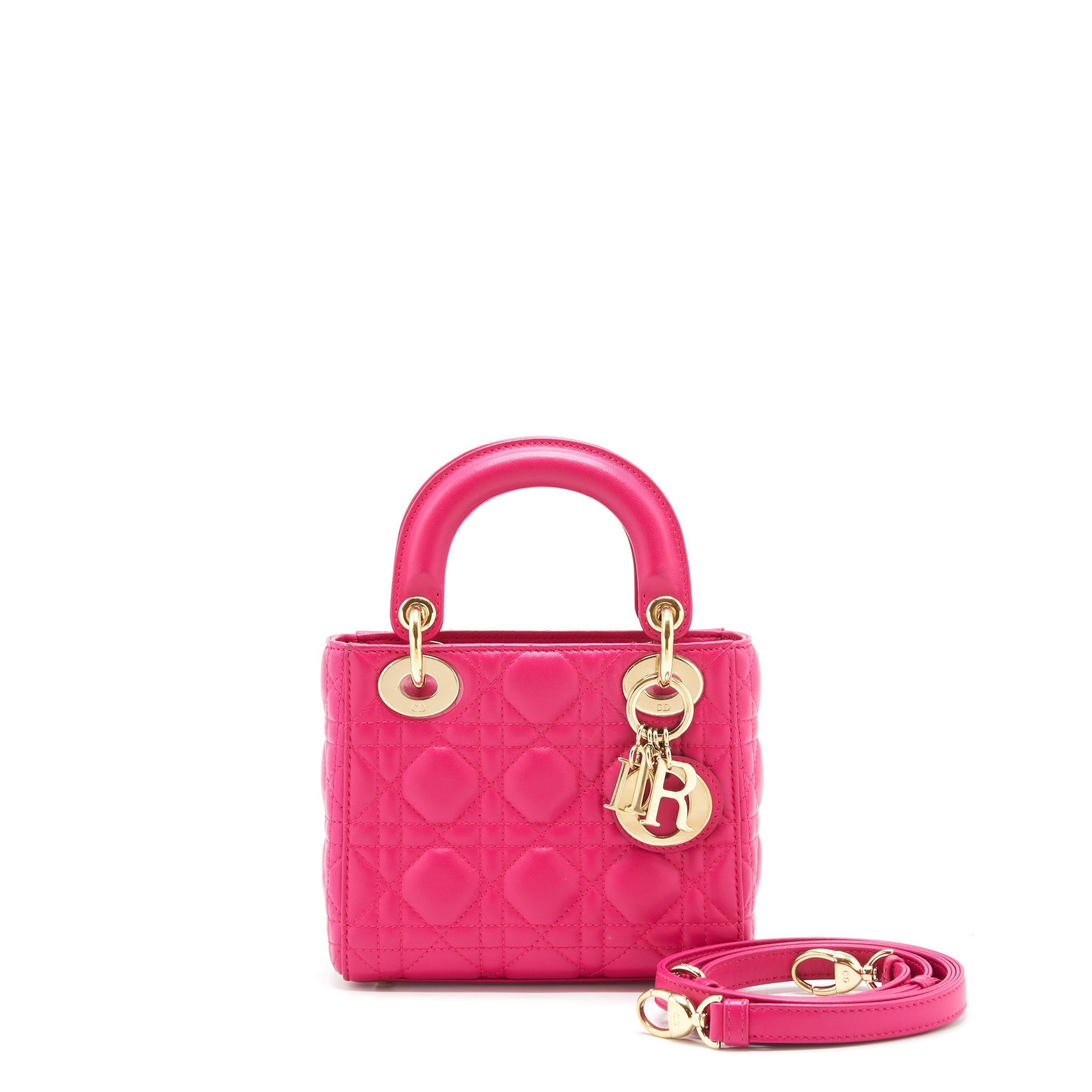 DIOR MINI LADY DIOR BAG LAMBSKIN PINK GHW
