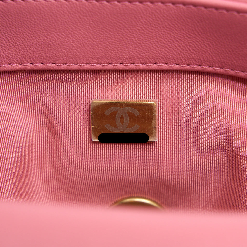 CHANEL SMALL 19 BAG LAMBSKIN PINK MULTICOLOUR HARDWARE (MICROCHIP)