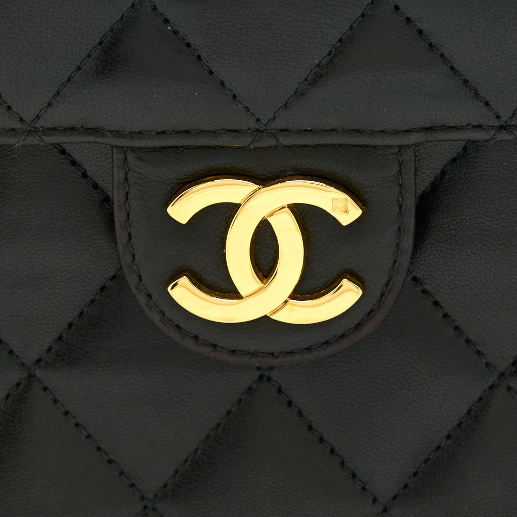 CHANEL VINTAGE FLAP BAG LAMBSKIN BLACK GHW