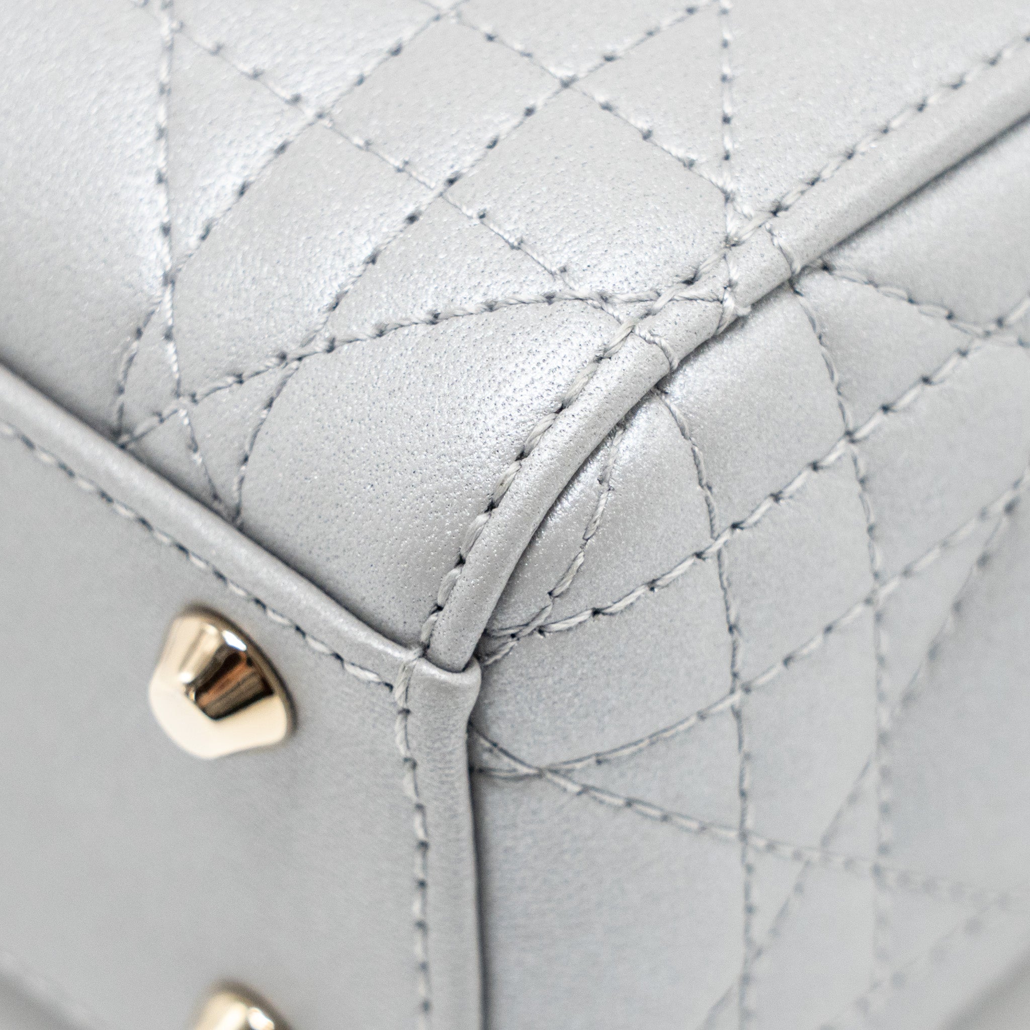 DIOR MINI LADY DIOR LAMBSKIN LIGHT GREY LGHW