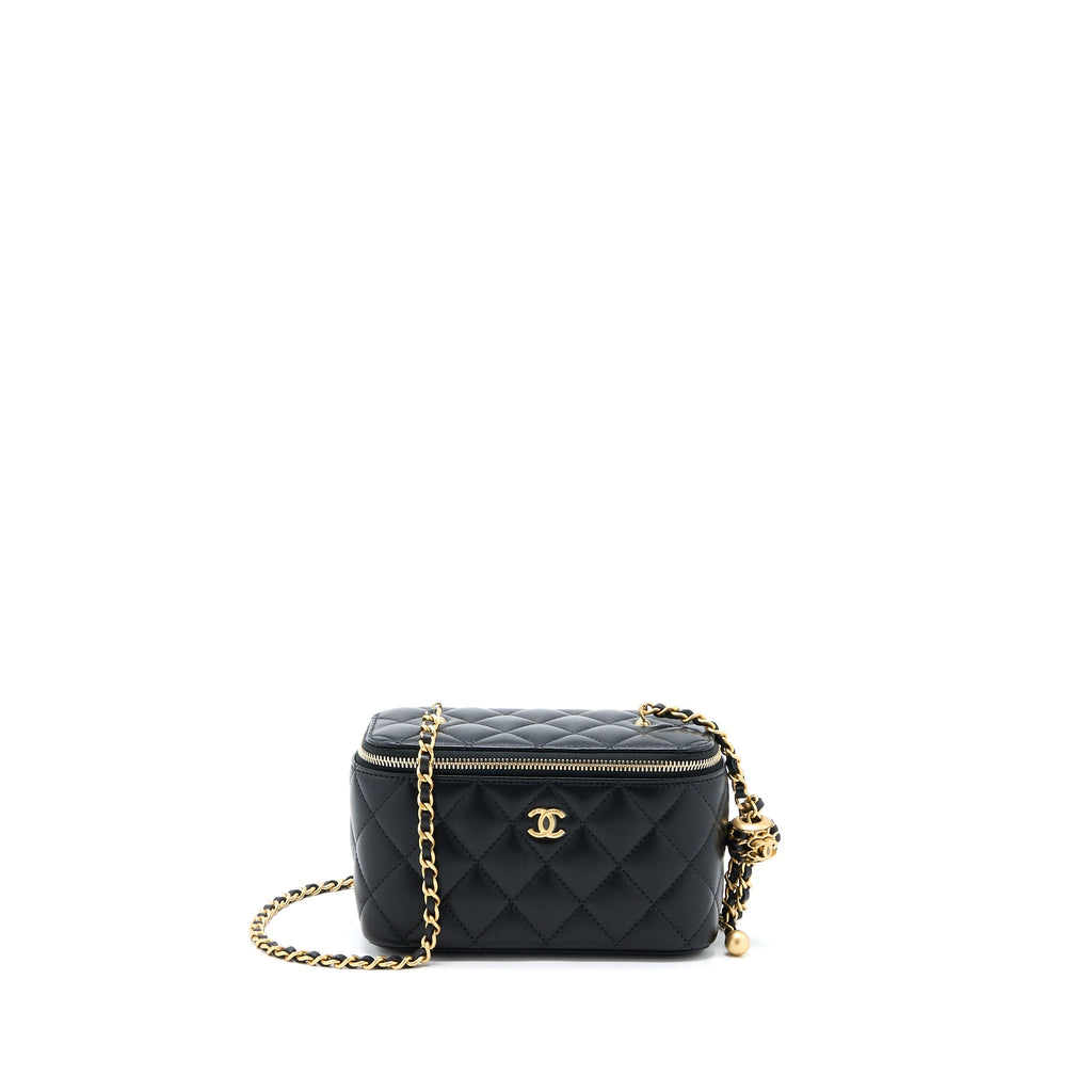 CHANEL PEARL CRUSH LONG VANITY LAMBSKIN BLACK GHW