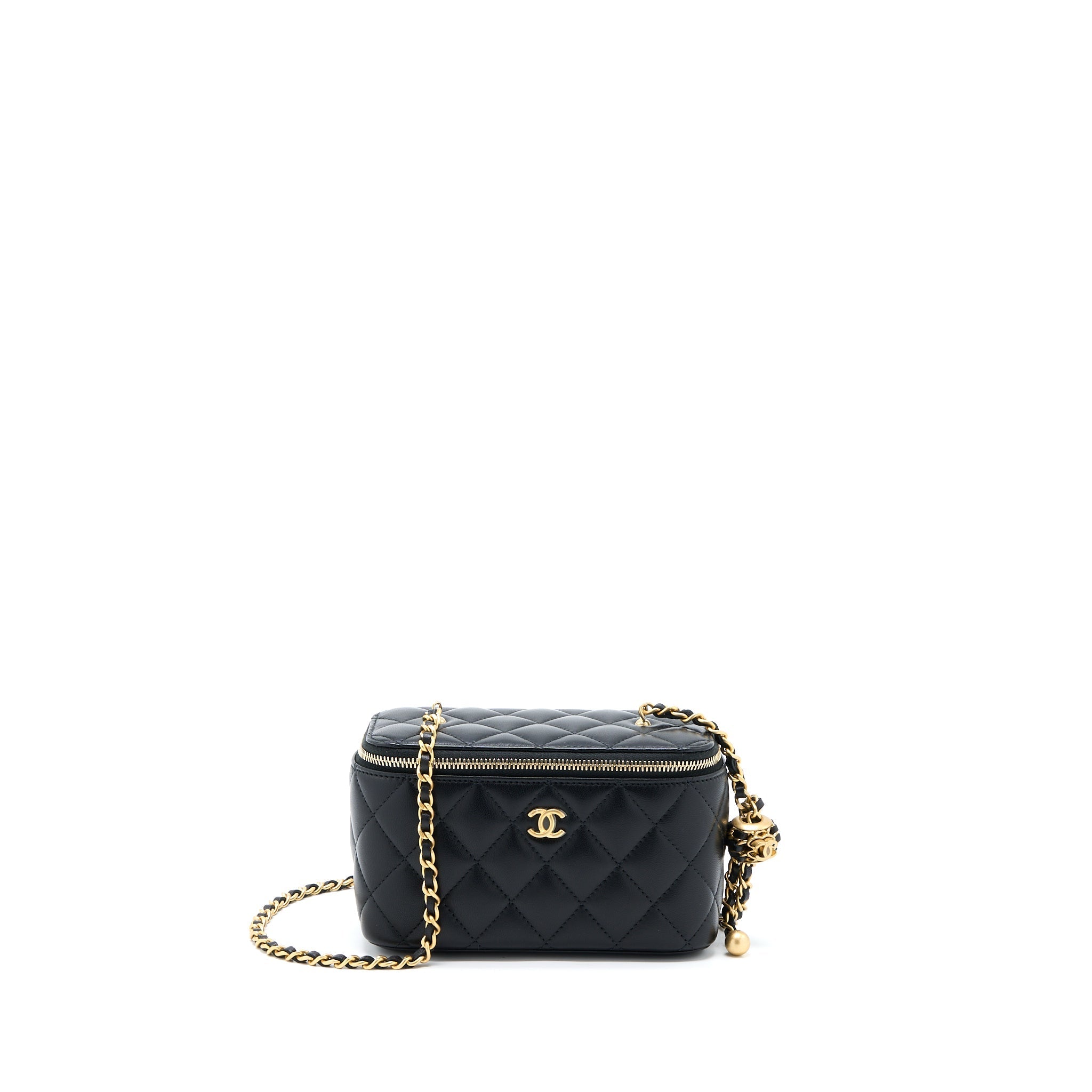 CHANEL PEARL CRUSH LONG VANITY LAMBSKIN BLACK GHW