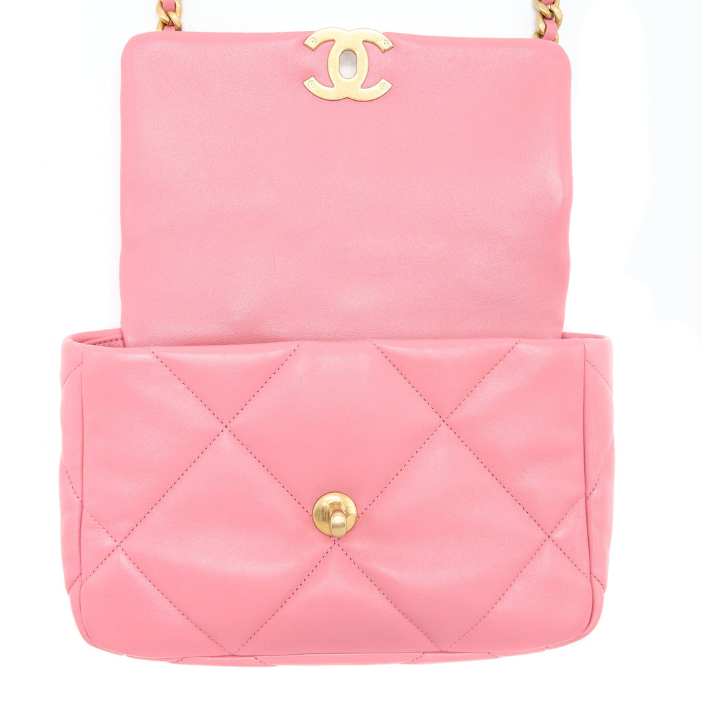 CHANEL SMALL 19 BAG LAMBSKIN PINK MULTICOLOUR HARDWARE (MICROCHIP)