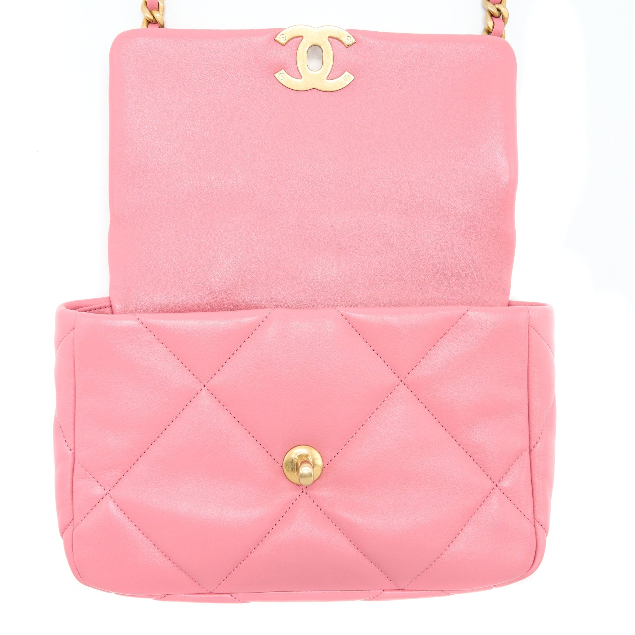 CHANEL SMALL 19 BAG LAMBSKIN PINK MULTICOLOUR HARDWARE (MICROCHIP)