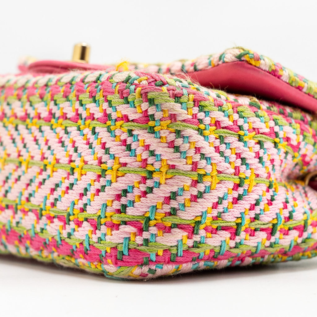 CHANEL 21C MINI RECTANGULAR FLAP BAG TWEED MULTICOLOUR GHW
