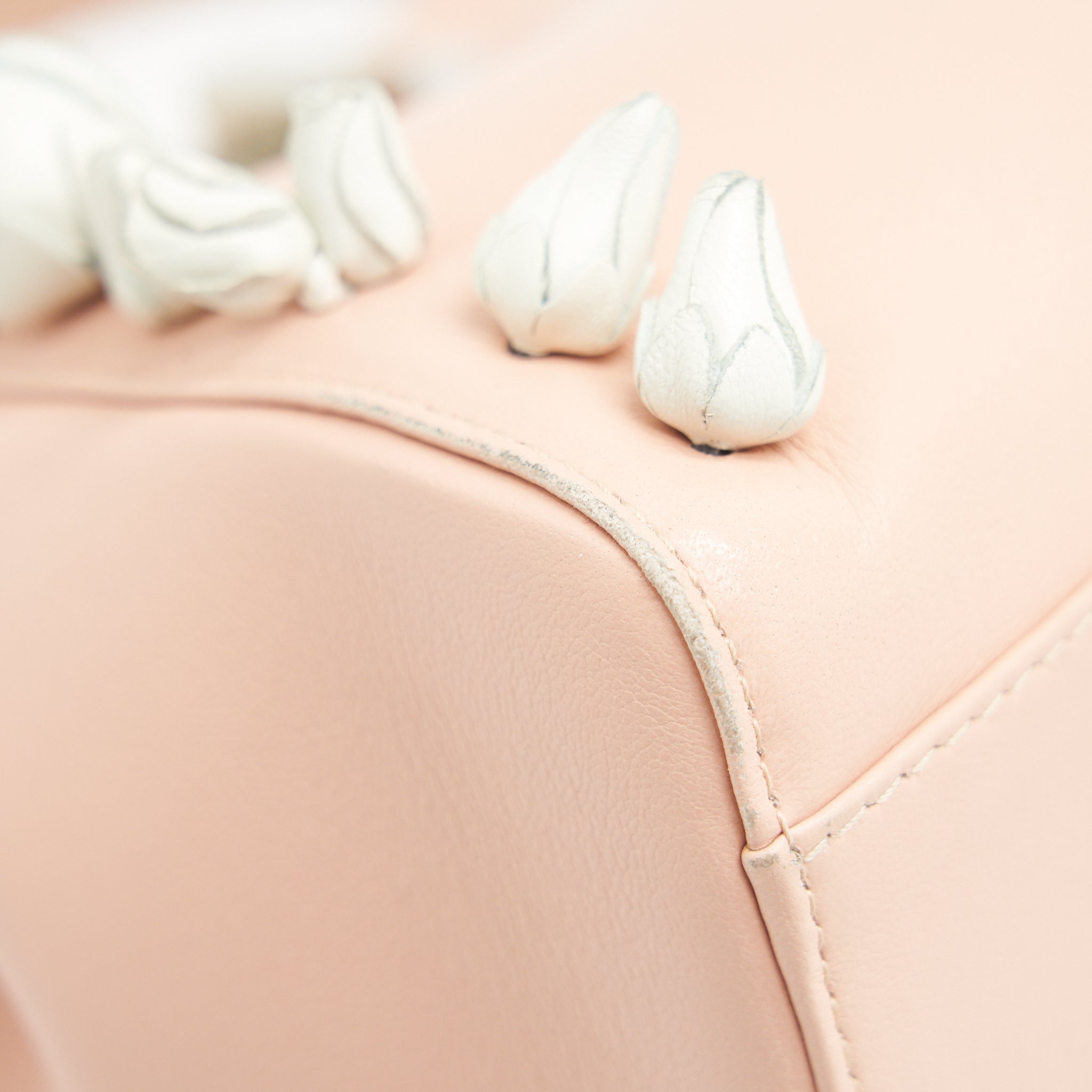 FENDI PEEKABOO MINI KAPPA HANDLE BAG LAMBSKIN IN BABY PINK WITH WHITE FLOWERS