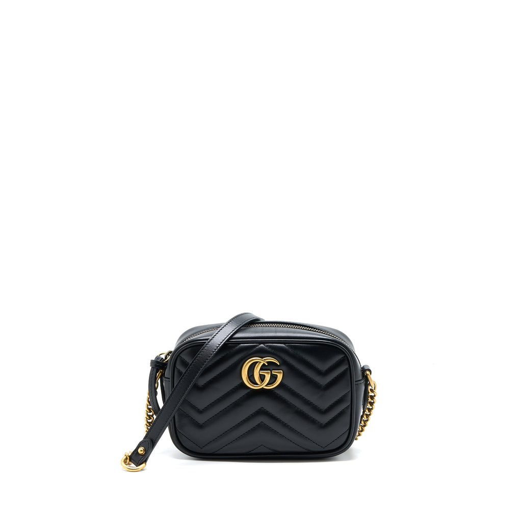GUCCI GG MINI MARMONT MATELASSÉ BAG BLACK GHW