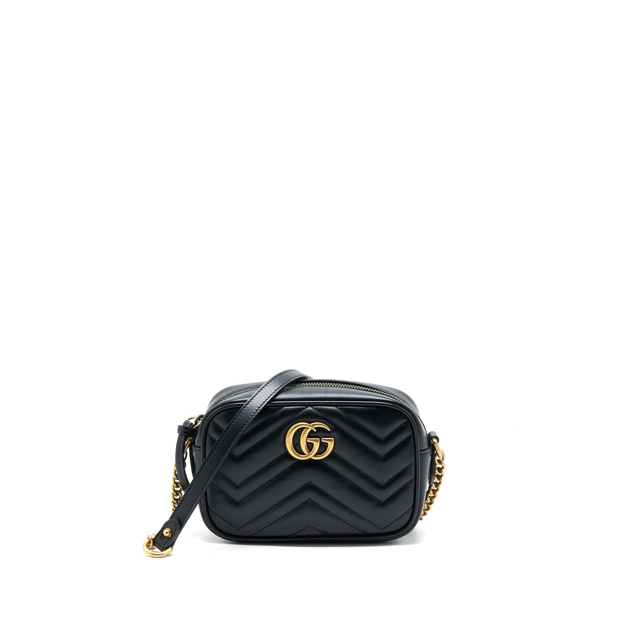 GUCCI GG MINI MARMONT MATELASSÉ BAG BLACK GHW