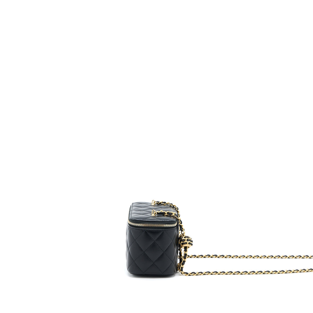 CHANEL PEARL CRUSH LONG VANITY LAMBSKIN BLACK GHW