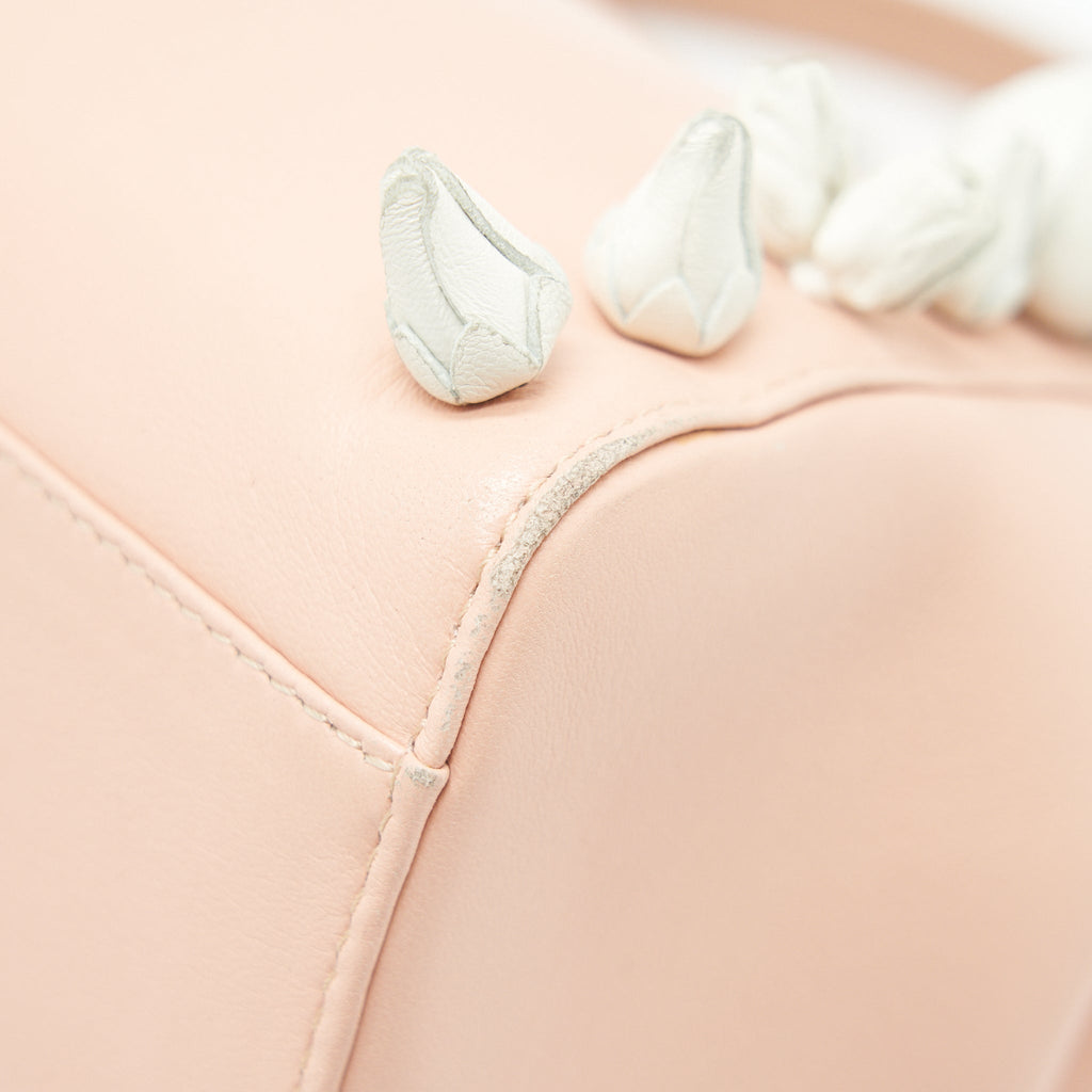 FENDI PEEKABOO MINI KAPPA HANDLE BAG LAMBSKIN IN BABY PINK WITH WHITE FLOWERS