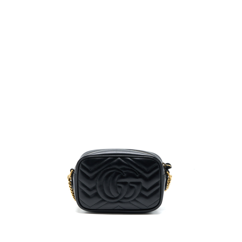 GUCCI GG MINI MARMONT MATELASSÉ BAG BLACK GHW