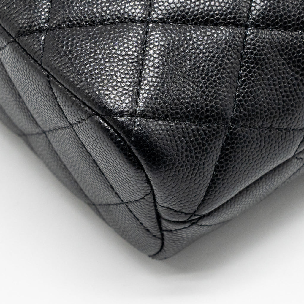 CHANEL 25C DETAIL LOGO QUILTED HOBO BAG CAVIAR BLACK GHW (MICROCHIP)