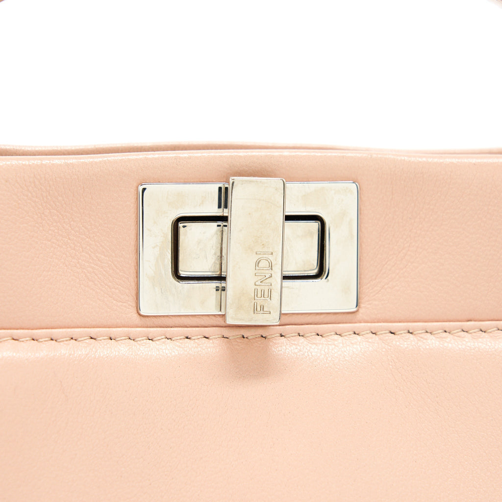 FENDI PEEKABOO MINI KAPPA HANDLE BAG LAMBSKIN IN BABY PINK WITH WHITE FLOWERS