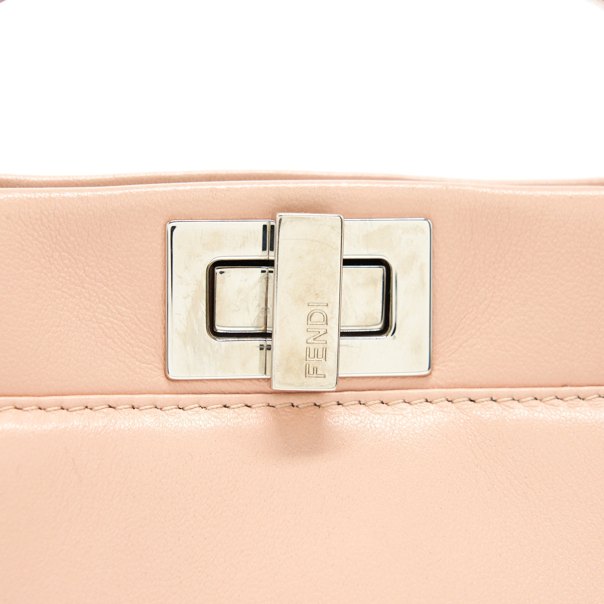 FENDI PEEKABOO MINI KAPPA HANDLE BAG LAMBSKIN IN BABY PINK WITH WHITE FLOWERS