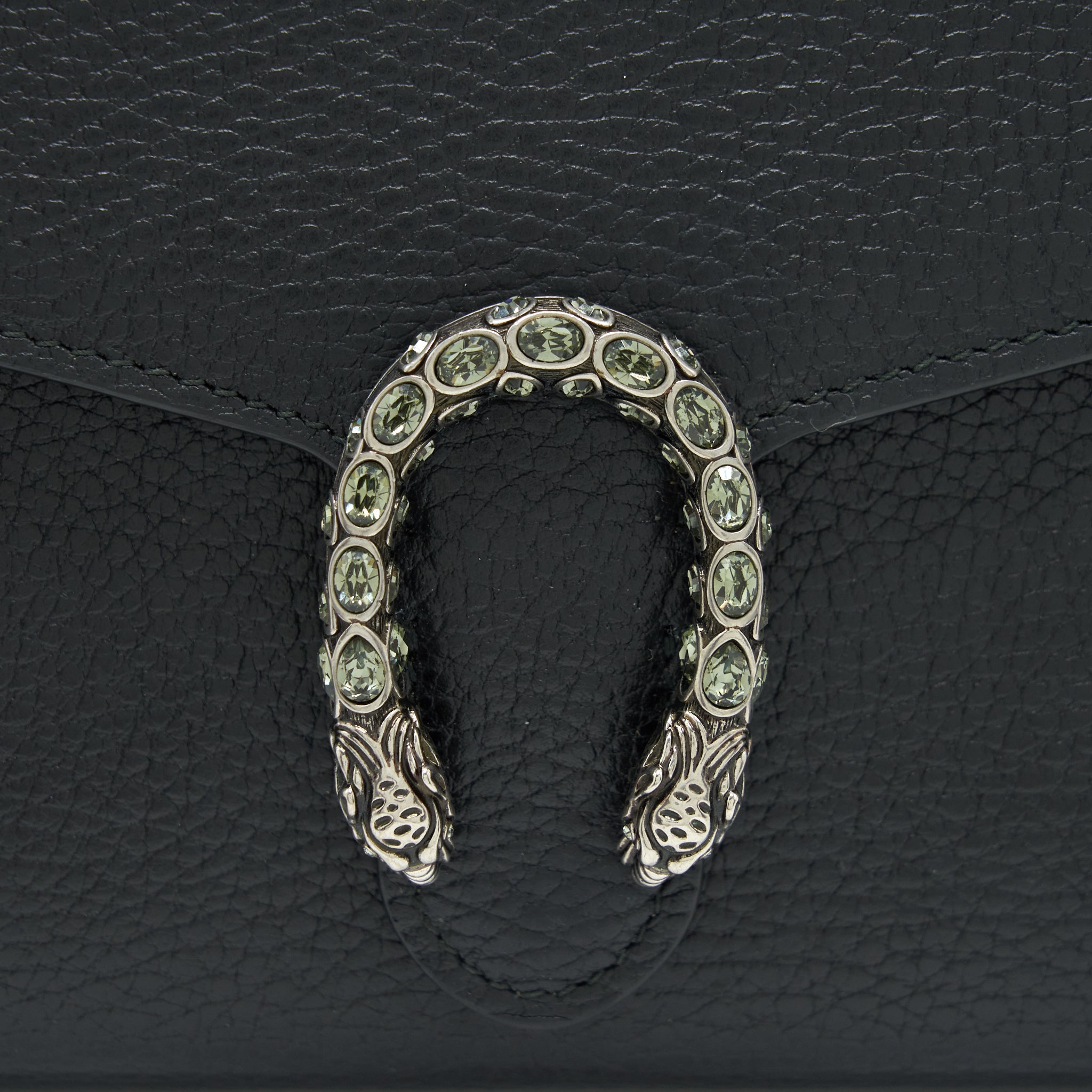 GUCCI MINI DIONYSUS WALLET ON CHAIN GRAINED CALFSKIN BLACK SHW