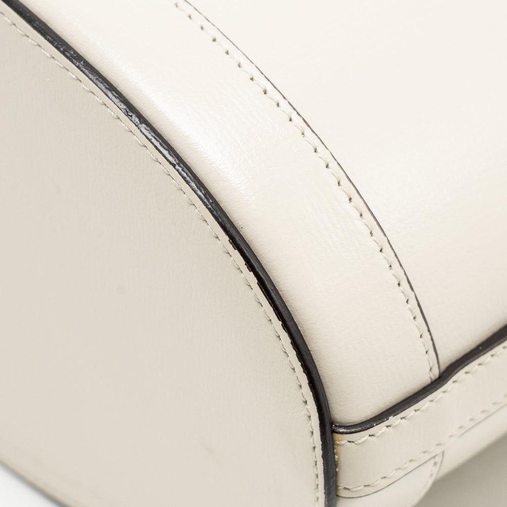 GUCCI HORSEBIT 1955 BUCKET BAG CALFSKIN/CANVAS BEIGE/WHITE GHW