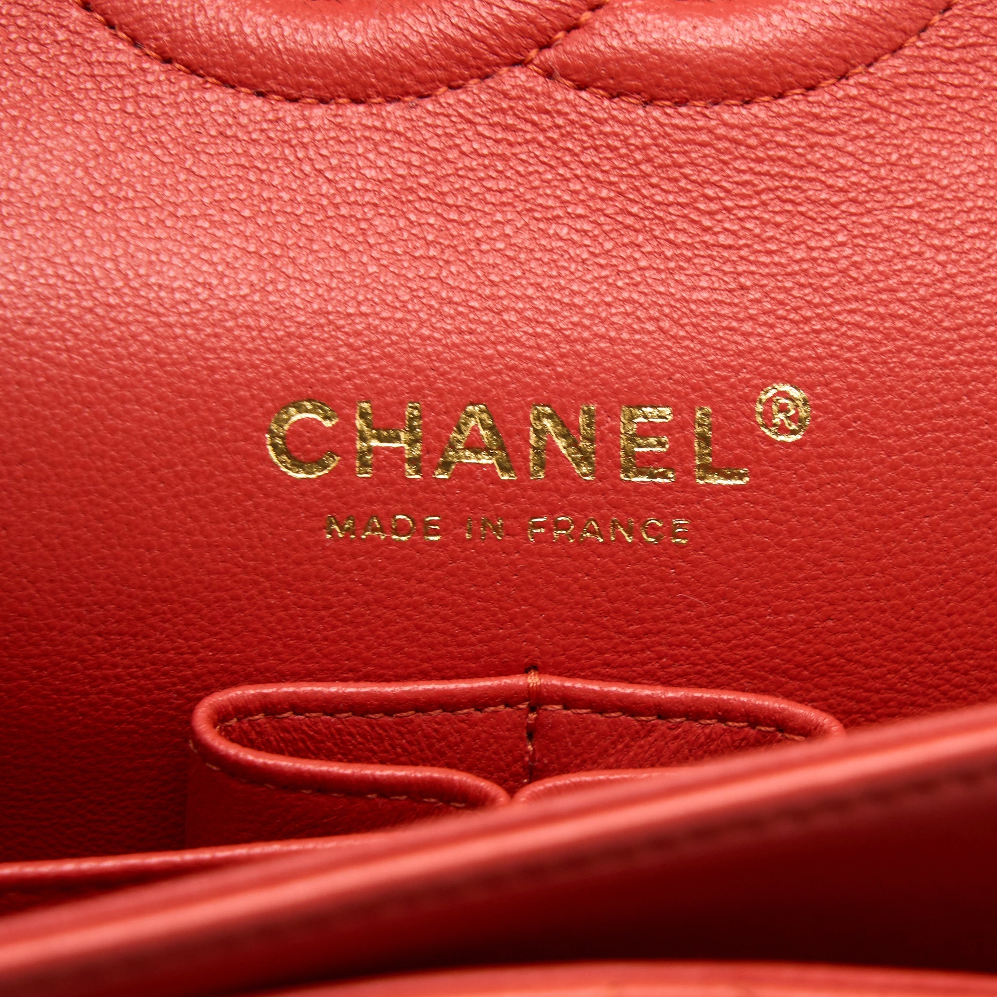 CHANEL MEDIUM CLASSIC DOUBLE FLAP BAG LAMBSKIN CORAL BRUSHED GHW