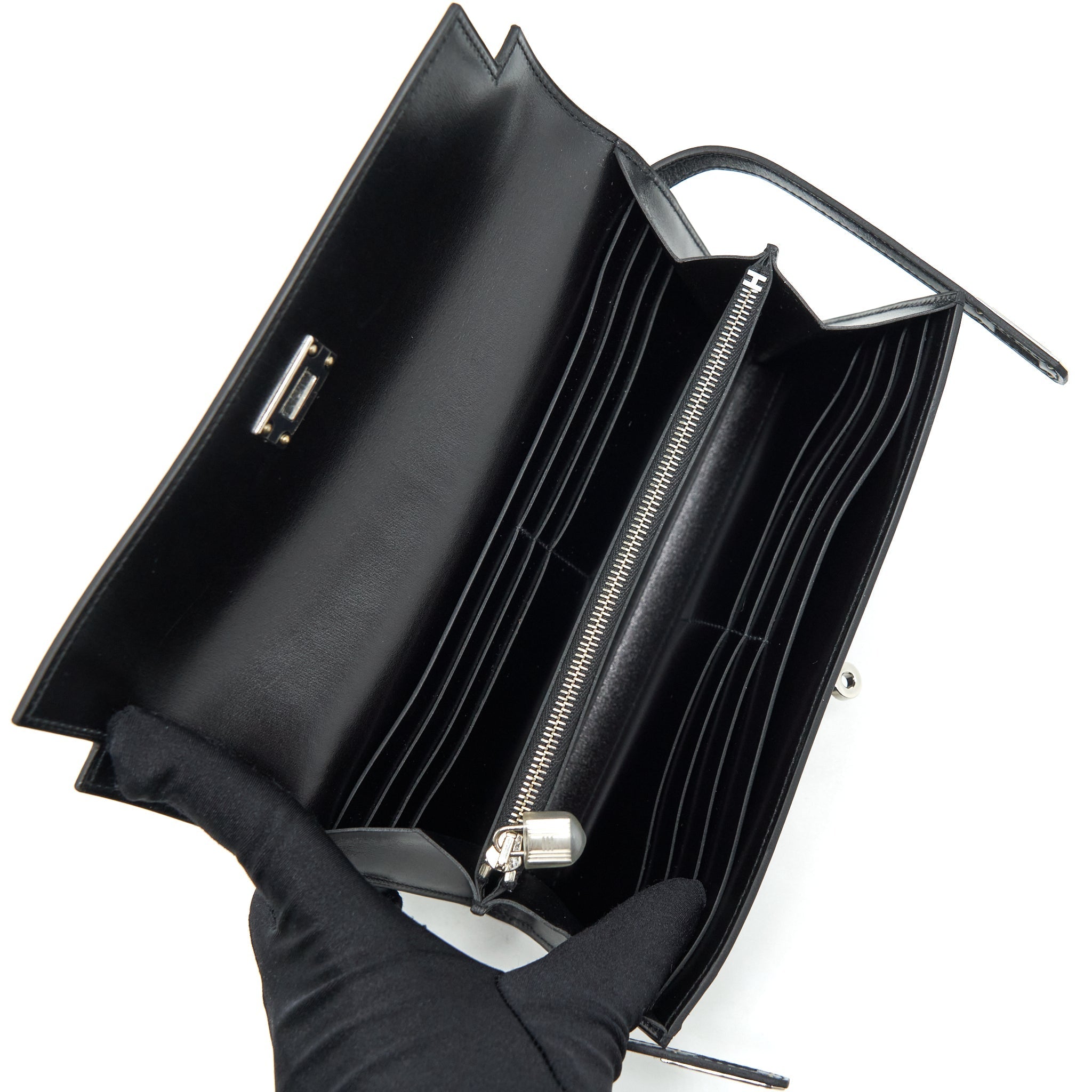 HERMES KELLY CLASSIC LONG WALLET BOX BLACK SHW