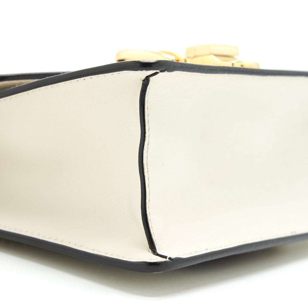GUCCI SYLVIE MINI LEATHER CHAIN BAG IN WHITE GHW