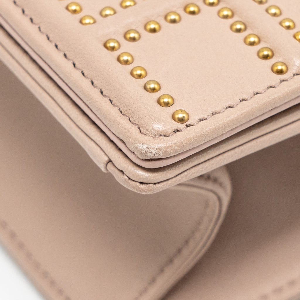 DIOR SMALL STUDDED DIORAMA DARK PINK GHW