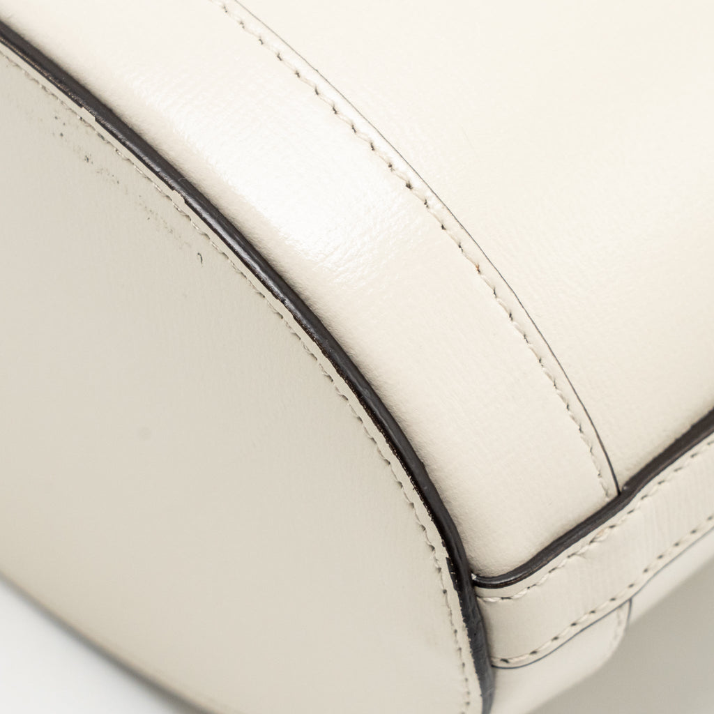 GUCCI HORSEBIT 1955 BUCKET BAG CALFSKIN/CANVAS BEIGE/WHITE GHW