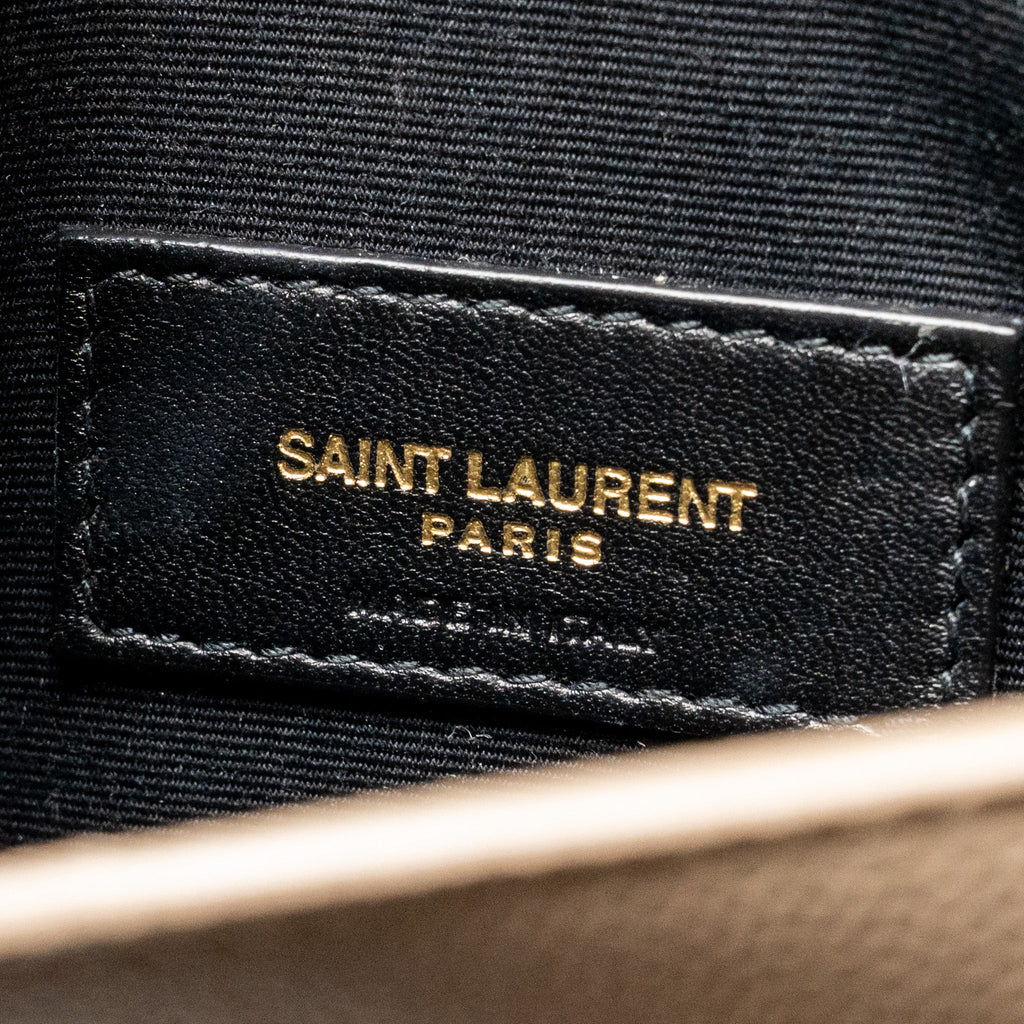 SAINT LAURENT UPTOWN CLUTCH GRAINED CALFSKIN BEIGE GHW