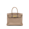 HERMES BIRKIN 30 SPECIAL ORDER TOGO ETOUPE/ ROSE AZALEE BRUSH GOLD HARDWARE