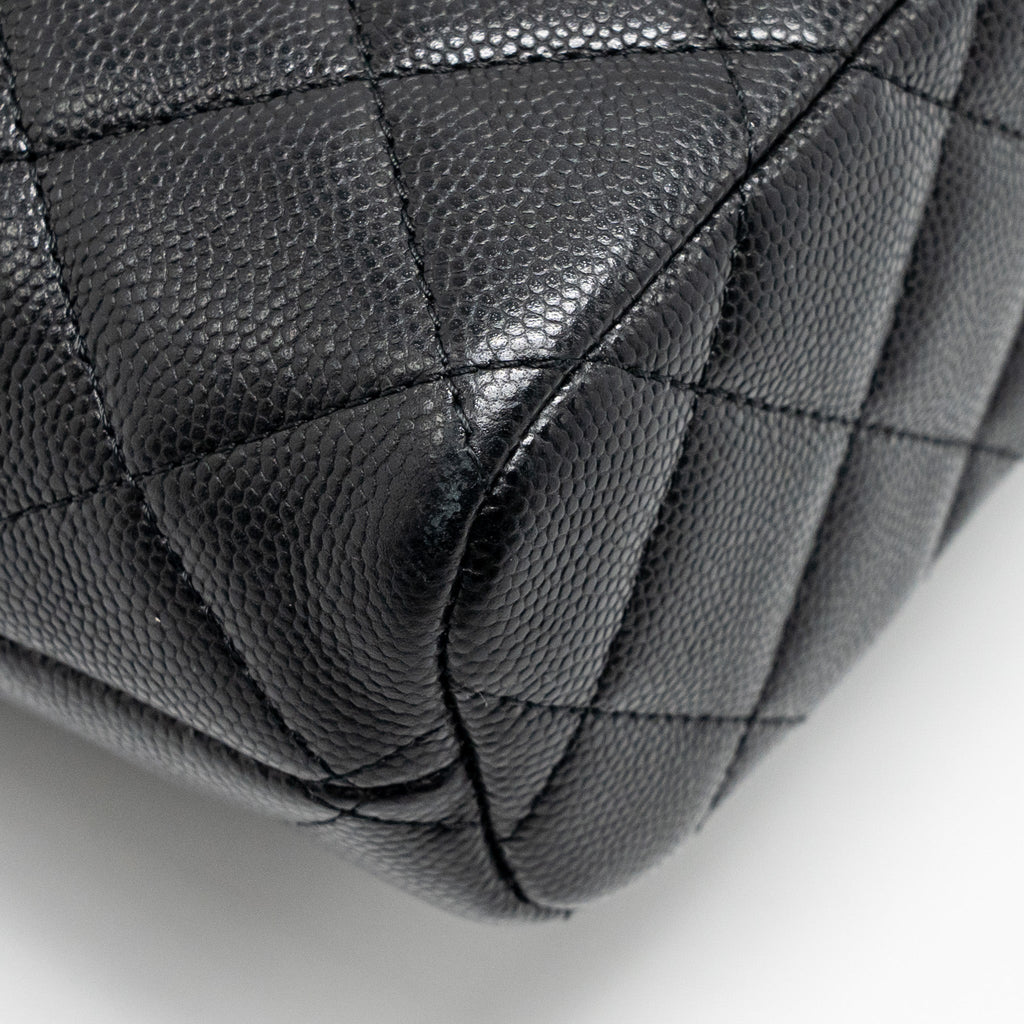 CHANEL 25C DETAIL LOGO QUILTED HOBO BAG CAVIAR BLACK GHW (MICROCHIP)