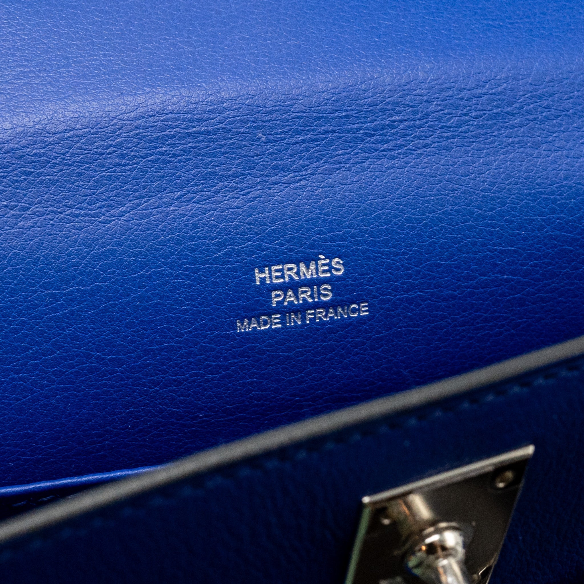 HERMES KELLY POCHETTE SWIFT BLUE ELECTRIC SHW
